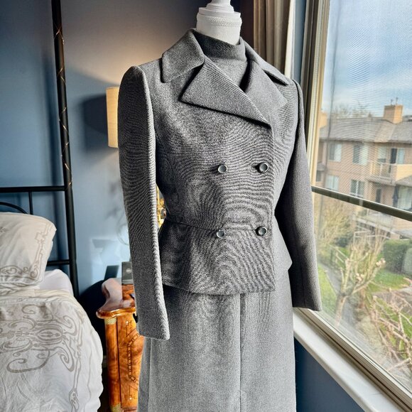 1960s Vintage Miss Style Fashionwise Grey Dress Suit Set - Picture 6 of 16